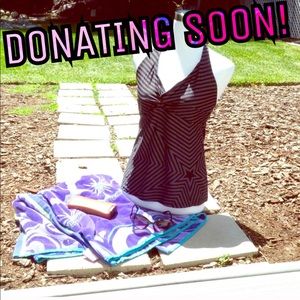 DONATING! Converse Gray Black Stripe Star Swimsuit